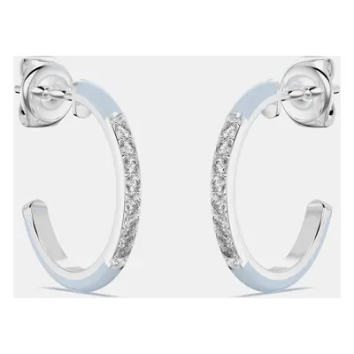 Light Blue Ceramic Sterling Silver Lab Grown Diamonds C Hoop Earrings