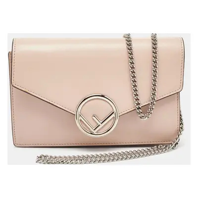 Fendi Blush Pink Leather F is Fendi Medium Envelope Wallet On Chain