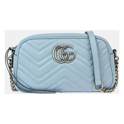 Gucci Light Blue Leather Marmont Shoulder Bag