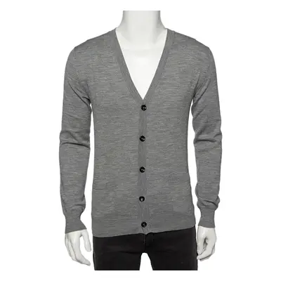 Roberto Cavalli Grey Knit Pocketed Button Front Cardigan