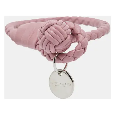 Bottega Veneta Intrecciato Leather Silver Tone Bracelet