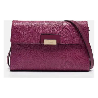 Etro Magenta Paisley Embossed Leather Shoulder Bag