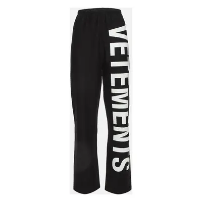 Vetements Black Large Logo Print Cotton Knit Sweatpants