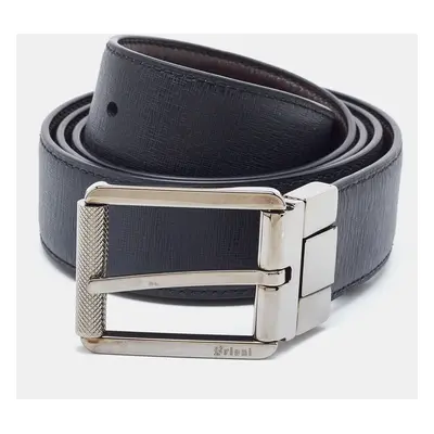 Salvatore Ferragamo Black/Brown Leather Cut to Size Reversible Buckle Belt