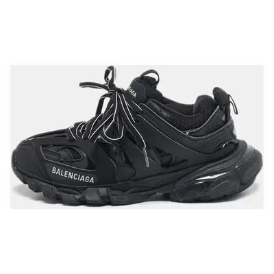 Balenciaga Black Faux Leather and Mesh Track Sneakers Size