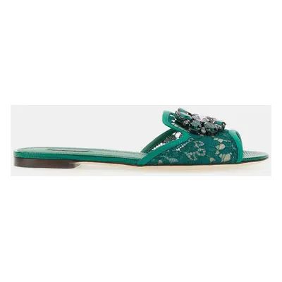 Dolce & Gabbana Verde Taormina Lace Slippers Women’s IT