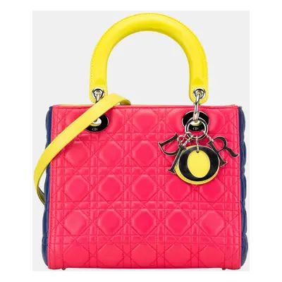 Dior Pink Medium Tricolor Lambskin Cannage Lady Dior