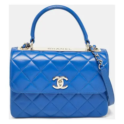 Chanel Blue Quilted Leather Trendy CC Top Handle Bag