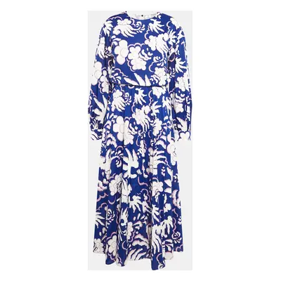 Valentino Blue Abstract Print Cotton Maxi Dress