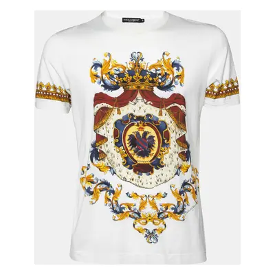 Dolce & Gabbana White Crown Print Jersey Crewneck T-Shirt