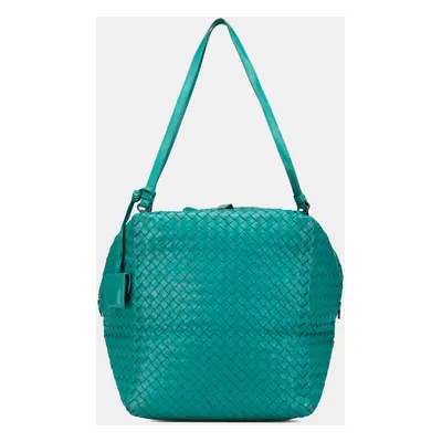 Bottega Veneta Blue Nappa Intrecciato Cube Shoulder Bag