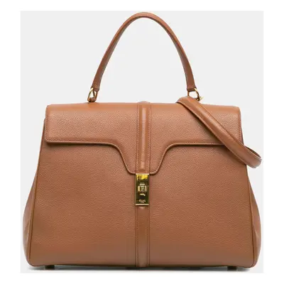 Celine Brown Leather Medium Satchel Bag