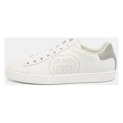 Gucci White Perforated Interlocking G Leather Ace Sneakers Size