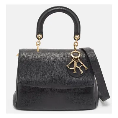 Dior Black Leather Small Be Dior Flap Top Handle Bag