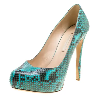 Nicholas Kirkwood Two Tone Python Leather Platform Pumps Size