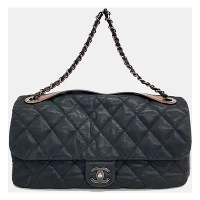 Chanel Black Canvas and Leather In the Mix Chain Shoulder Bag