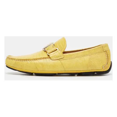 Salvatore Ferragamo Yellow Lizard Leather Sardegna Loafers Size 41.5