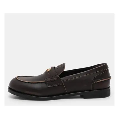 Miu Miu Brown Leather Penny Loafers Size