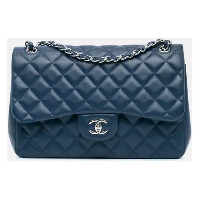 Chanel Blue Lambskin Jumbo Classic Double Flap