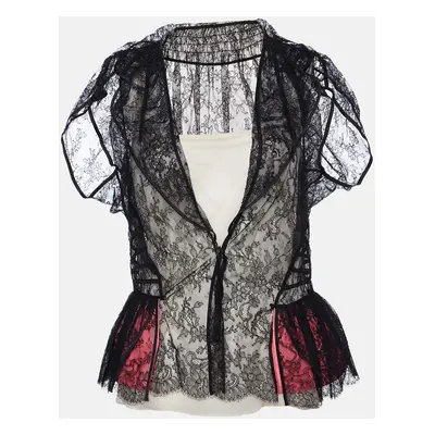 Louis Vuitton Black Lace Sheer Flared Top