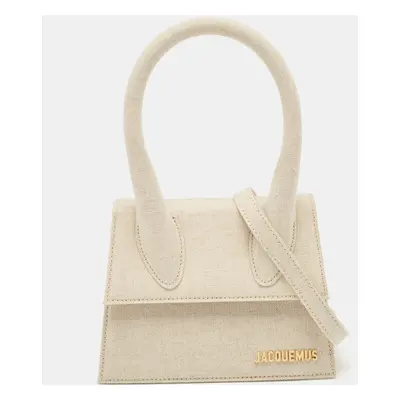 Jacquemus Beige Canvas Le Chiquito Moyen Top Handle Bag