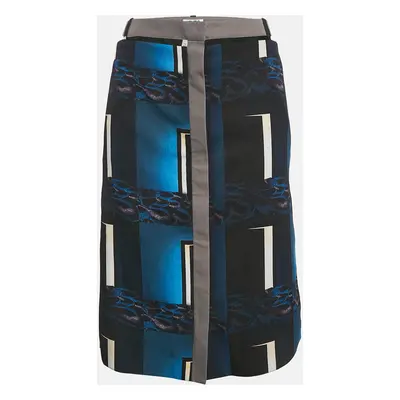 Kenzo Blue/Multicolor Printed Crepe Short Skirt