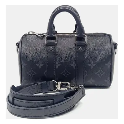 Louis Vuitton Black Coated Canvas and Leather Eclipse Keepall bag