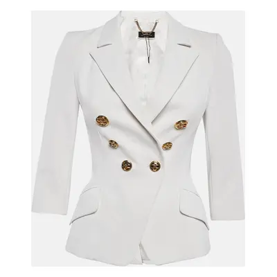 Elisabetta Franchi White Crepe Double Breasted Blazer