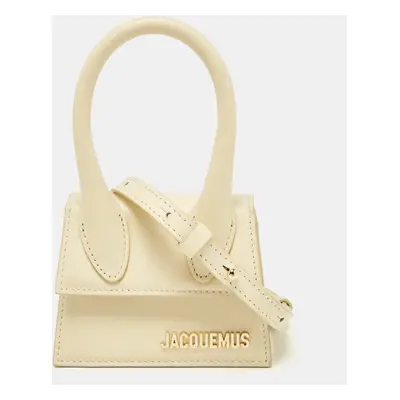 Jacquemus Ivory Leather Mini Le Chiquito Top Handle Bag