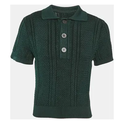 Jacquemus Green Cable Knit The Belo Polo T-shirt