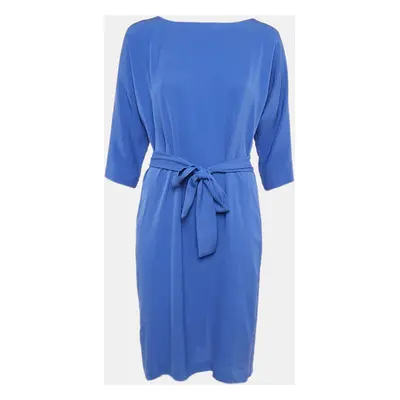 Diane Von Furstenberg Blue Button Front Detail Short Maja Dress