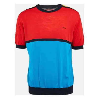 Prada Multicolor Color-Blocked Knit Short Sleeve Jumper