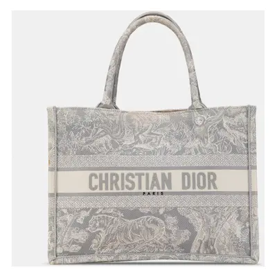 Dior Grey Toile de Jouy Reverse Embroidered Medium Book Tote Bag