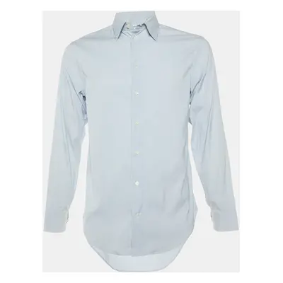 Armani Collezioni Blue/White Striped Stretch Cotton Long Sleeve Shirt