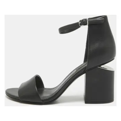 Alexander Wang Black Leather Block Heel Abby Sandals Size