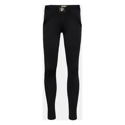 Versace Jeans Black Jersey Logo Buckle Detail Tapered Pants