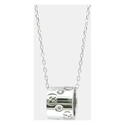 Gucci 18K White Gold and Diamond Icon Pendant Necklace