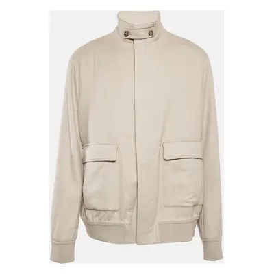 Loro Piana Beige Cashmere Zip-Up Rain System Jacket