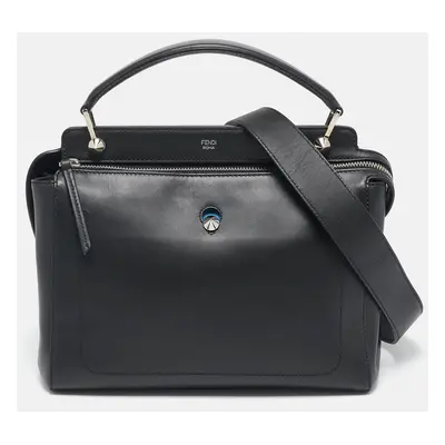 Fendi Black Leather Dotcom Top Handle Bag