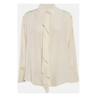 Victoria Beckham Ivory Silk Ruffled Shirt