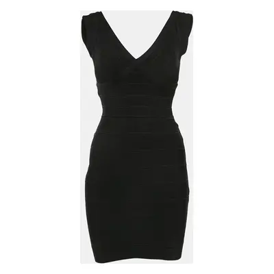 Herve Leger Black Knit Mini Lane Bandage Dress