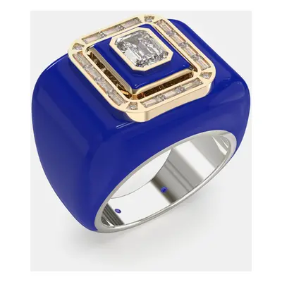 Blue Ceramic Sterling Silver Lab Diamond Signet Ring US