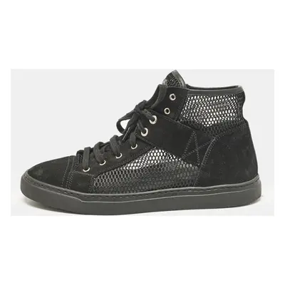 Chanel Black Suede and Mesh High Top Sneakers Size