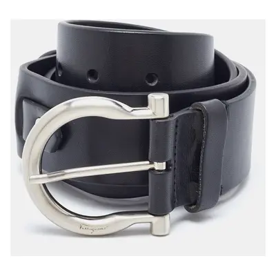 Salvatore Ferragamo Black Leather Gancini Buckle Belt