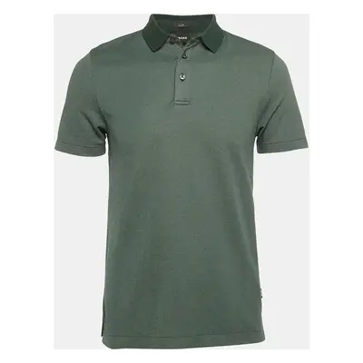 Boss By Hugo Boss Green Patterned Cotton Slim Fit Polo T-Shirt