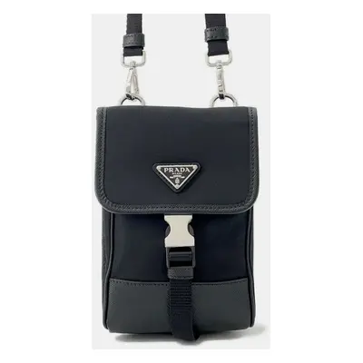 Prada Black Nylon Leather Phone Holder