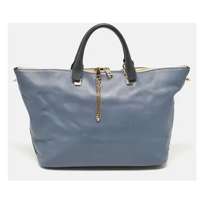 Chloe Two Tone Blue Leather Large Baylee Tote