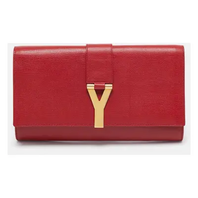 Saint Laurent Red Leather Ligne Y Clutch