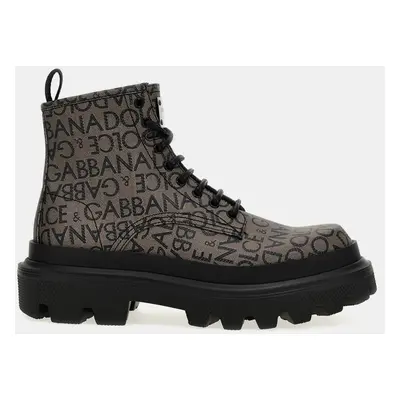 Dolce & Gabbana Jacquard Logo Combat Boots IT 39.5