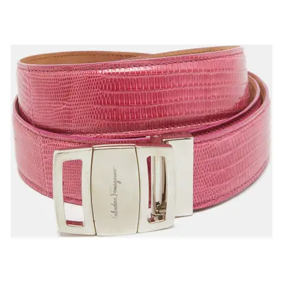 Salvatore Ferragamo Pink Lizard Adjustable Belt